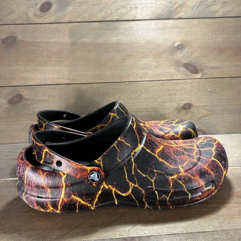 crocs bistro mens size 11 shoes black red lava slip resistant work clogs
